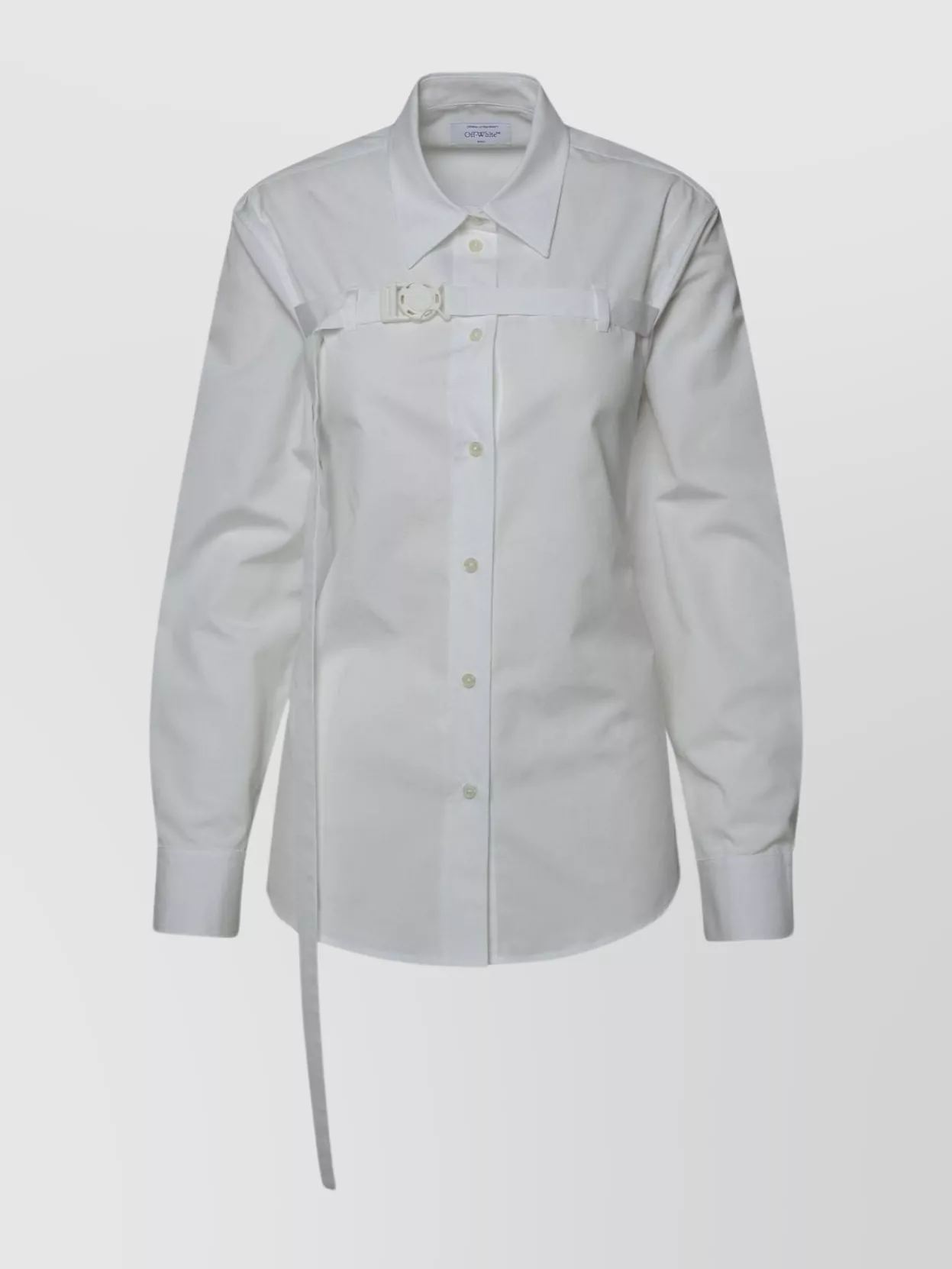 Shop Off-white Cotton Shirt With Back Yoke And Belted Waist