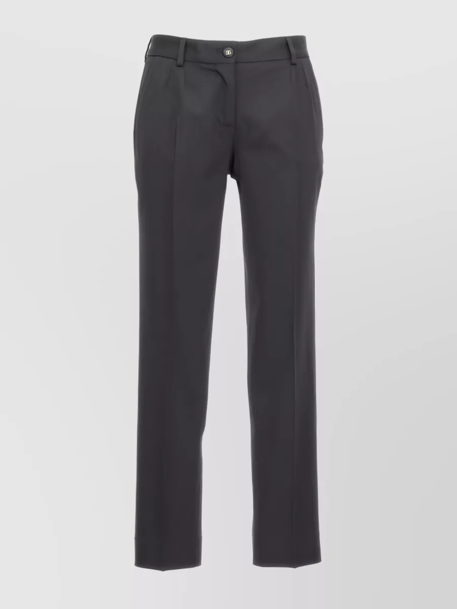 Shop Dolce & Gabbana Wool Blend Cropped Pants In Black