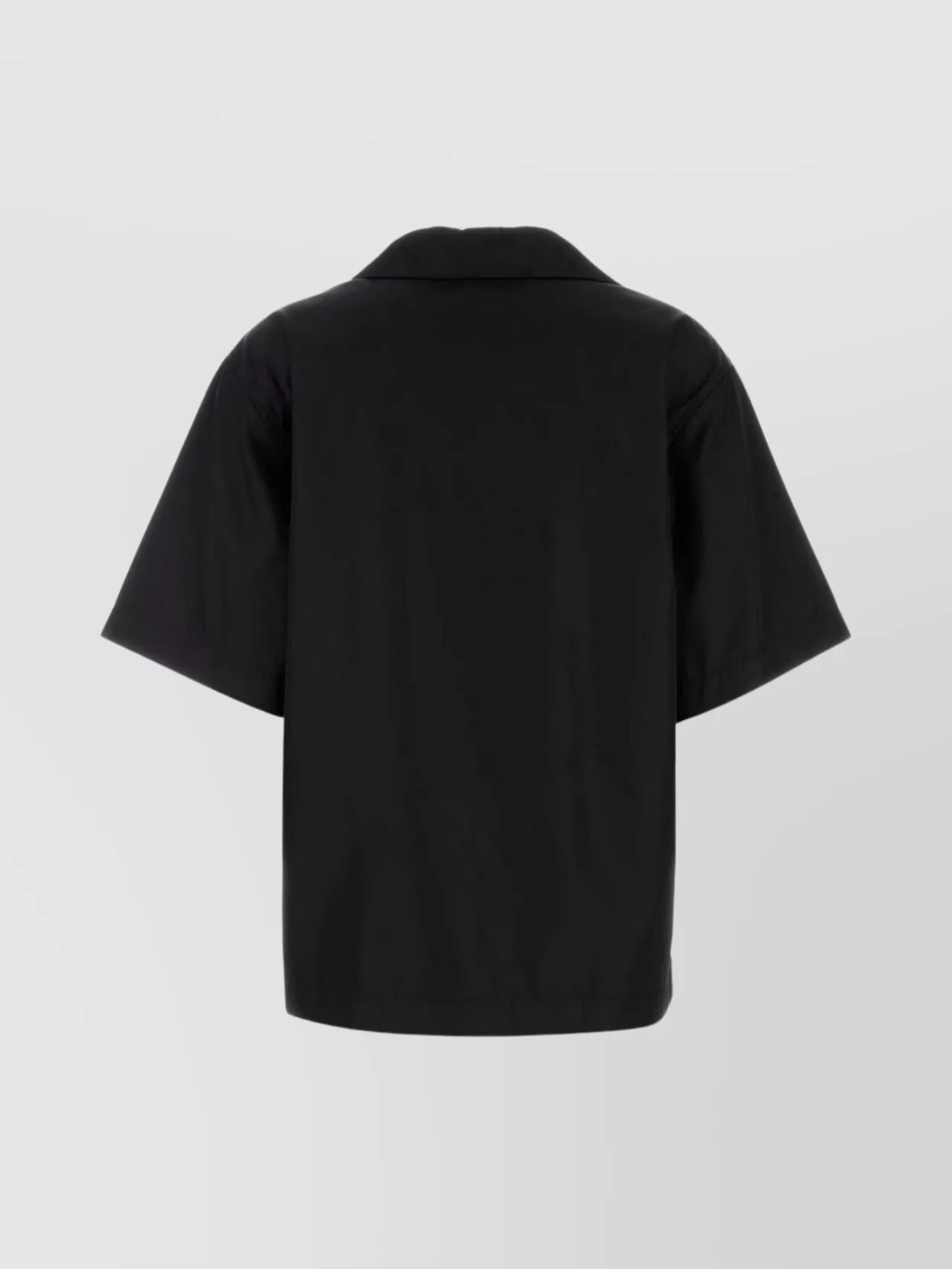 Prada Gabardine Shirt With Chest Pocket And Short Sleeves In Black