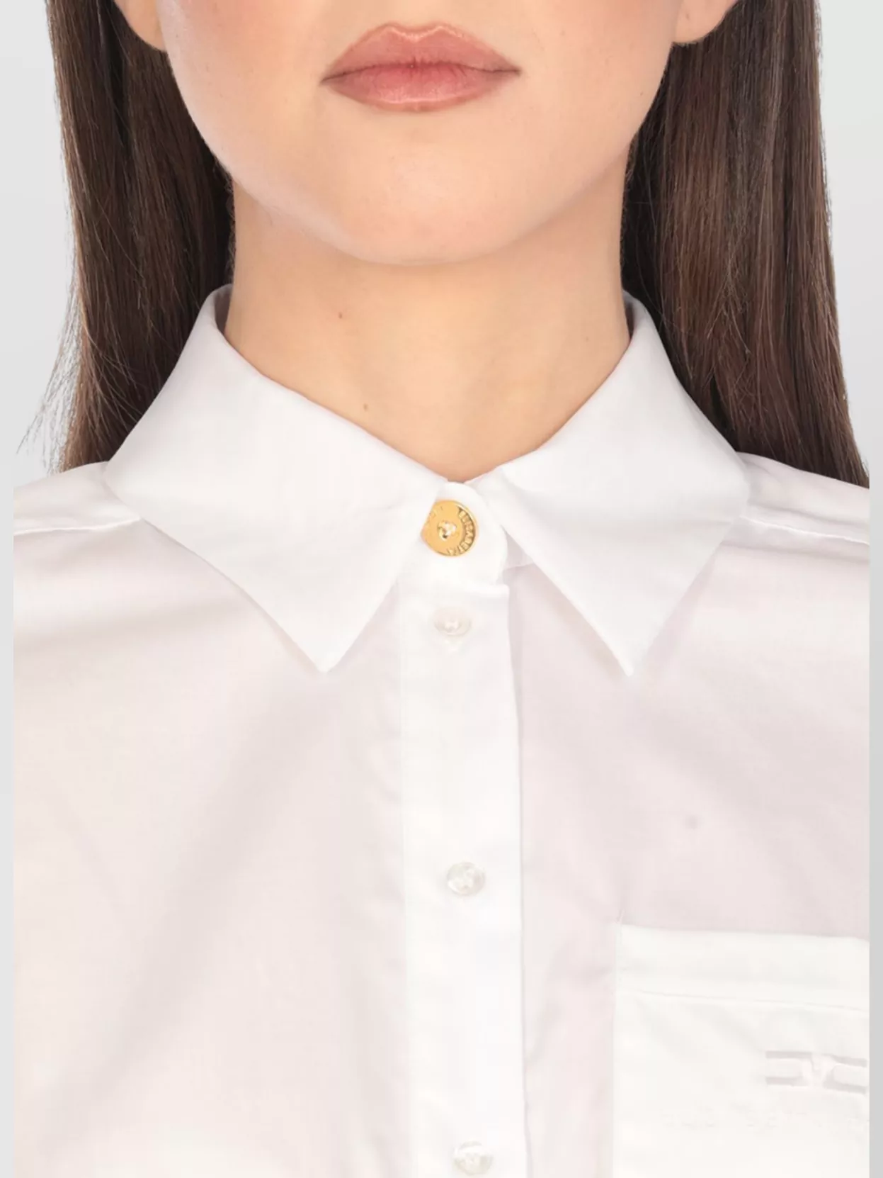 Elisabetta Franchi Cropped Shirt With Classic Collar In White