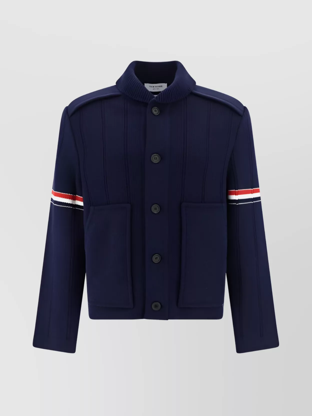 Shop Thom Browne Ribbed Collar Cotton Cardigan Monochrome Design
