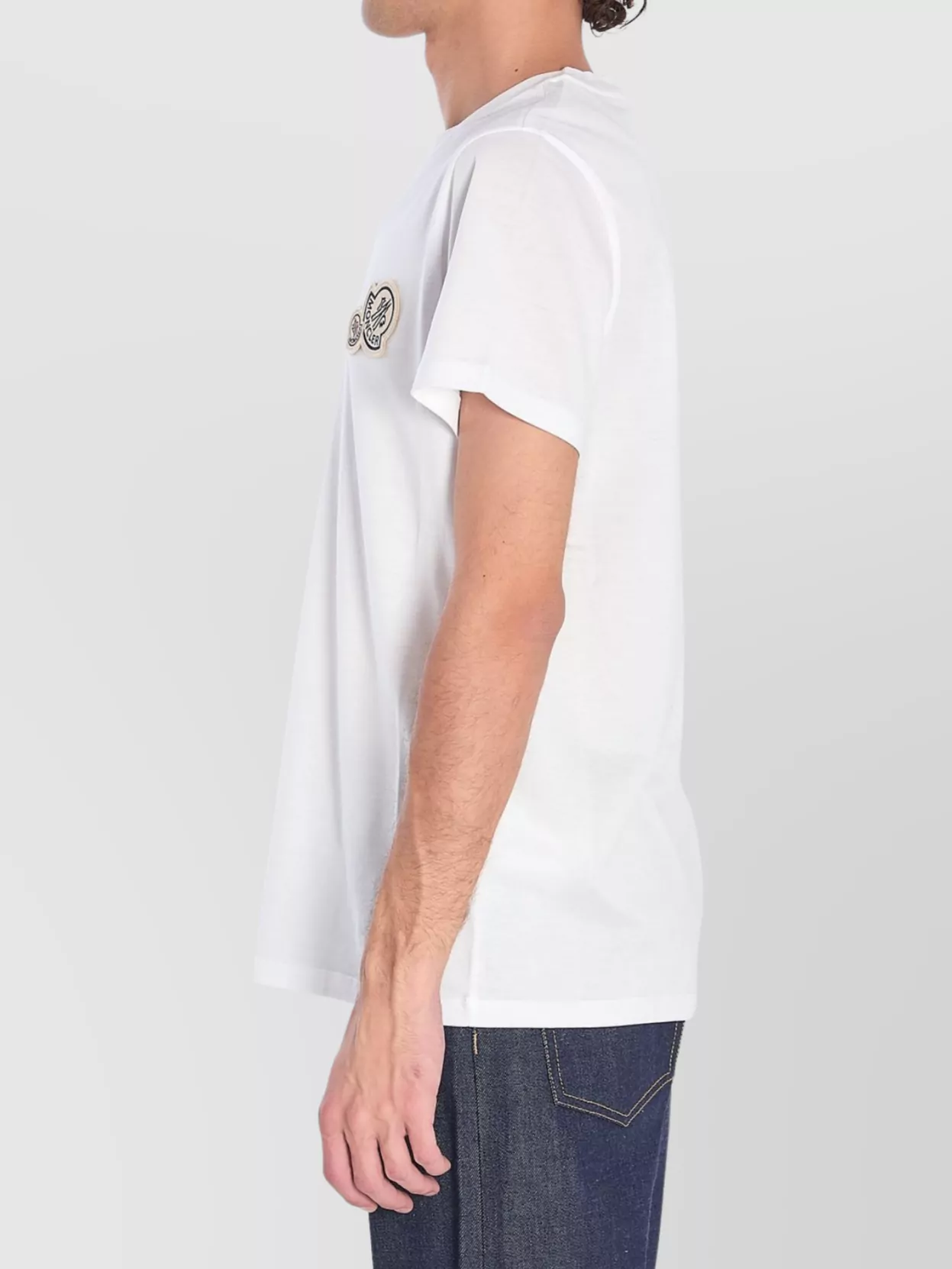 Moncler T-shirt With Double Logo Patches In White