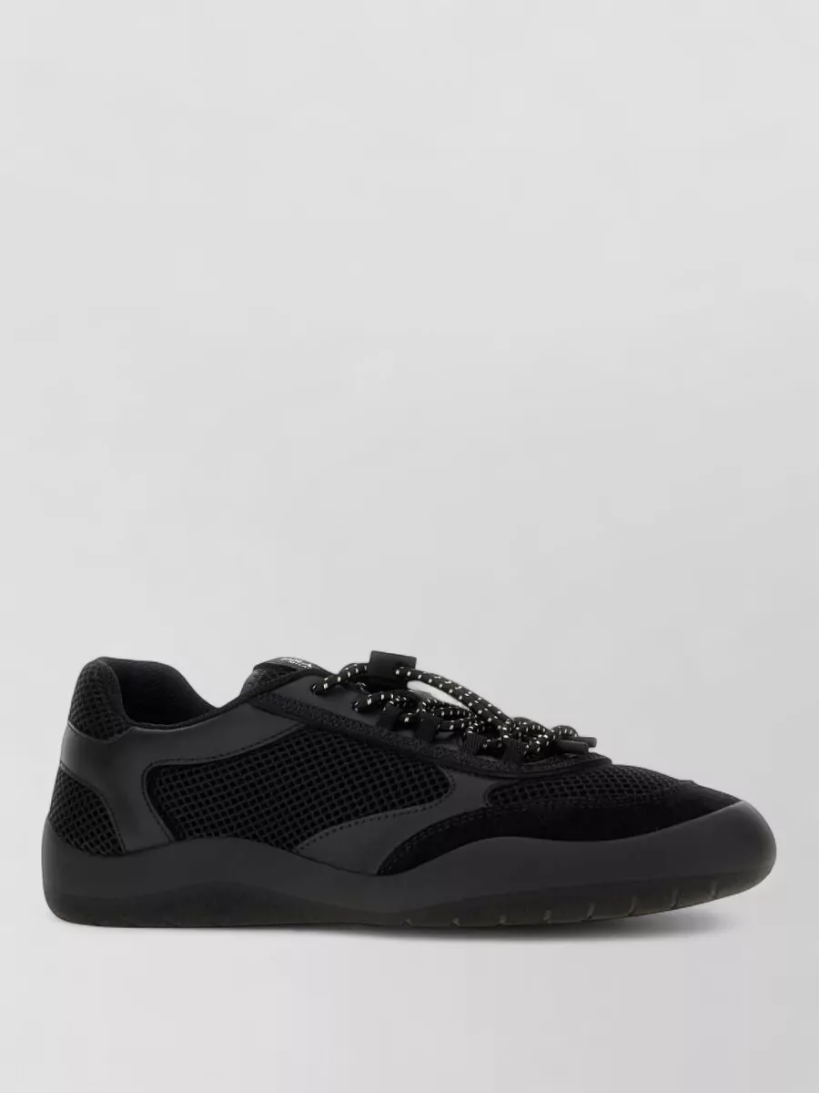 Prada leather mesh lace up sneakers