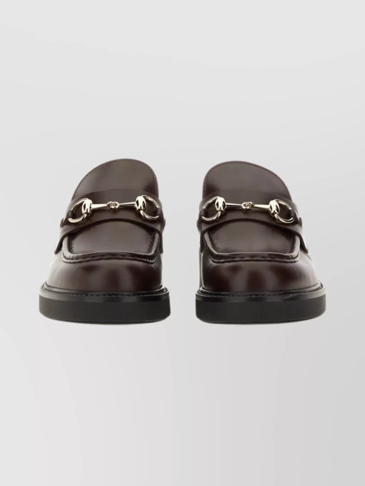 Gucci Round Toe Loafers With Low Block Heel In Brown