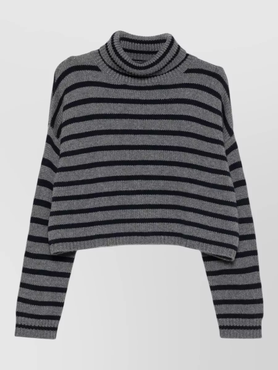 Lisa Yang Striped ribbed cashmere turtleneck sweater
