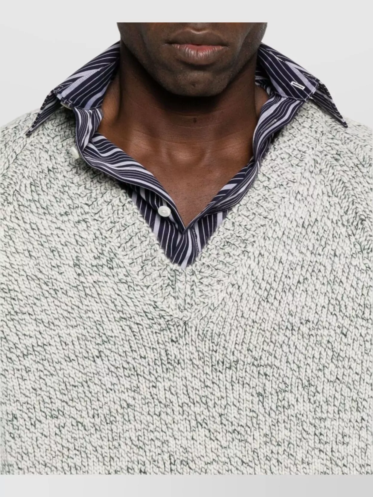 Zegna Textured Knit V-Neck Long Sleeve Sweater