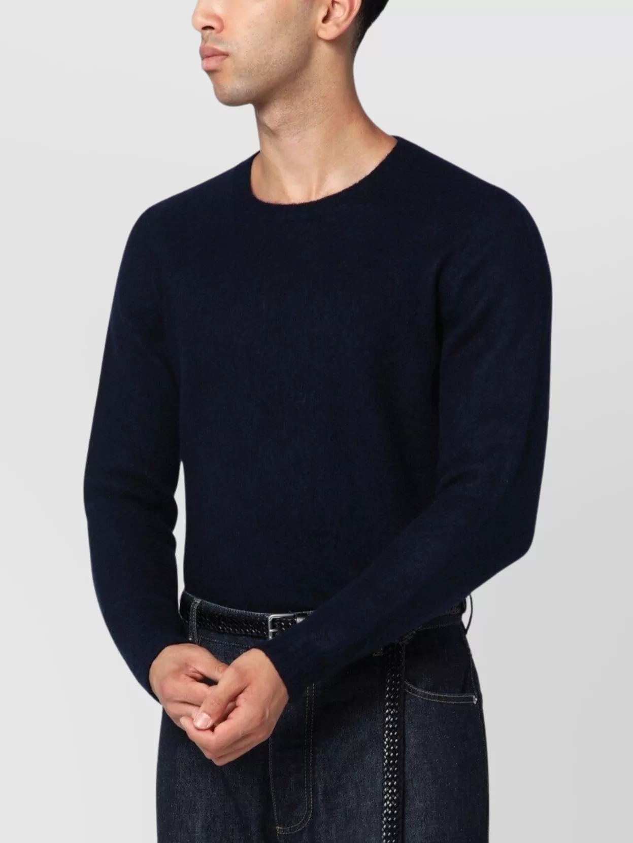 Drumohr Lambswool Crew Neck Sweater In Blue