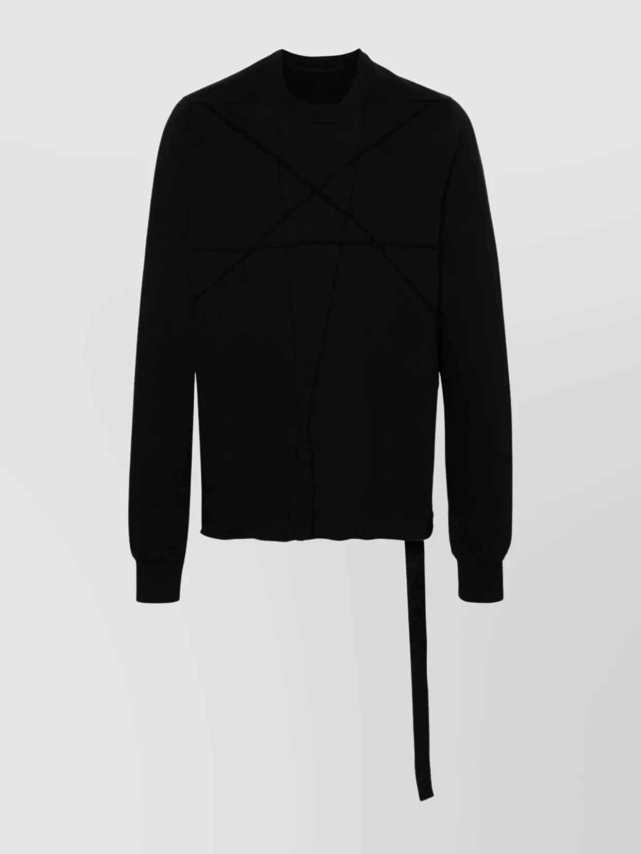Rick Owens Drkshdw Long-sleeved Crew Neck T-shirt With Geometric Design In Black