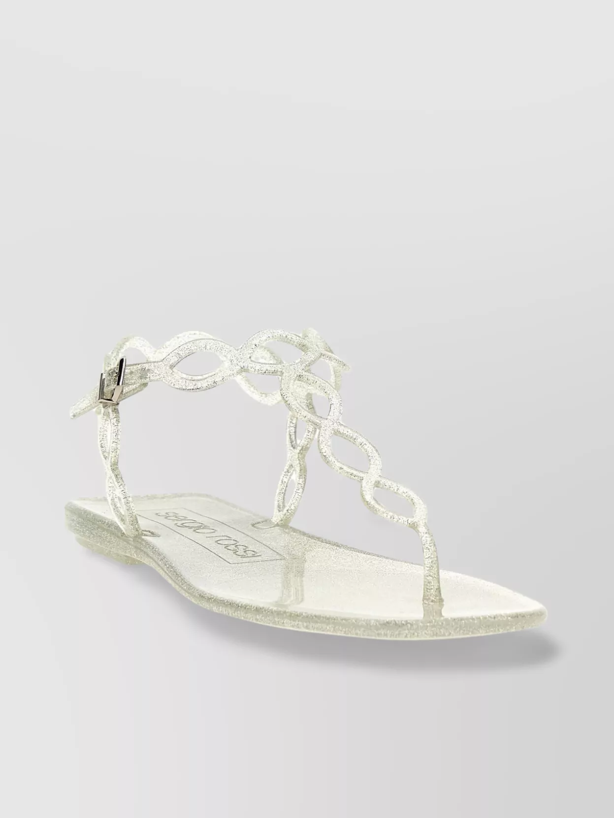 Sergio Rossi "siren" Flat Metallic Strappy Sandals In White