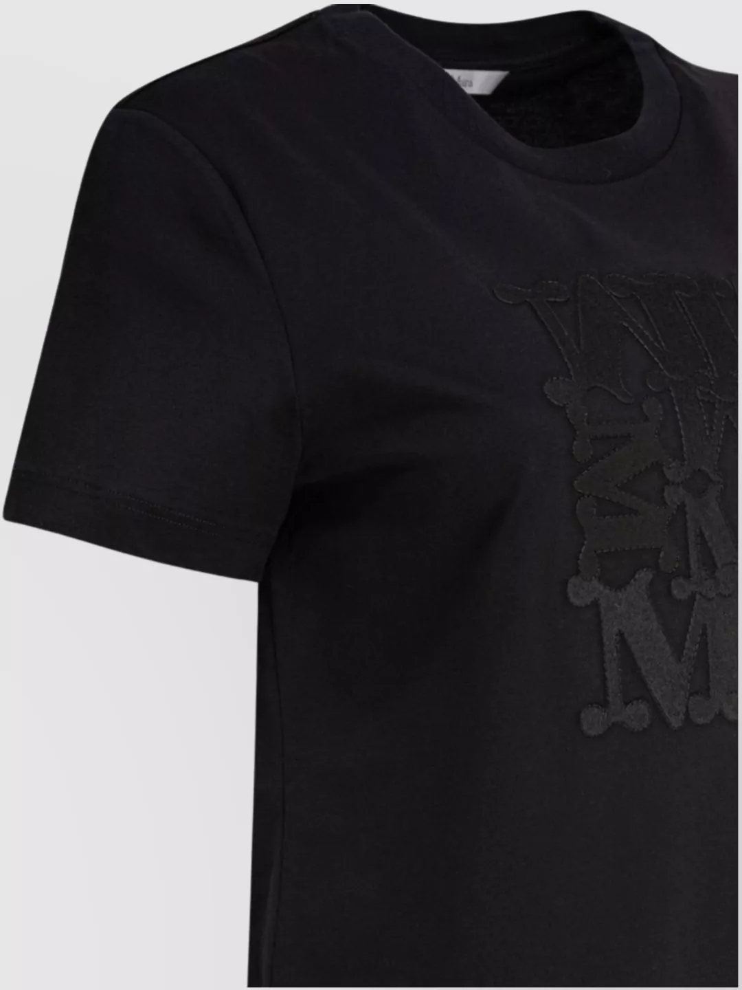 Max Mara Embellished Round Neck Top With Graphic Detail In Black
