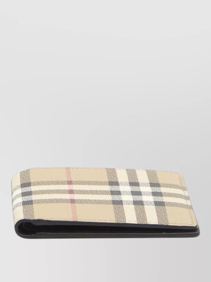 Burberry Foldable Checkbook Wallet Textured Finish