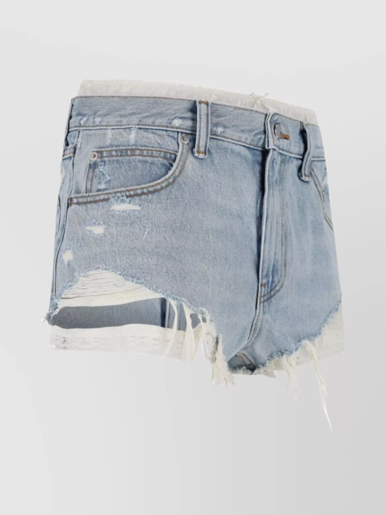 Alexander Wang Straight Denim Shorts Distressed Detailing