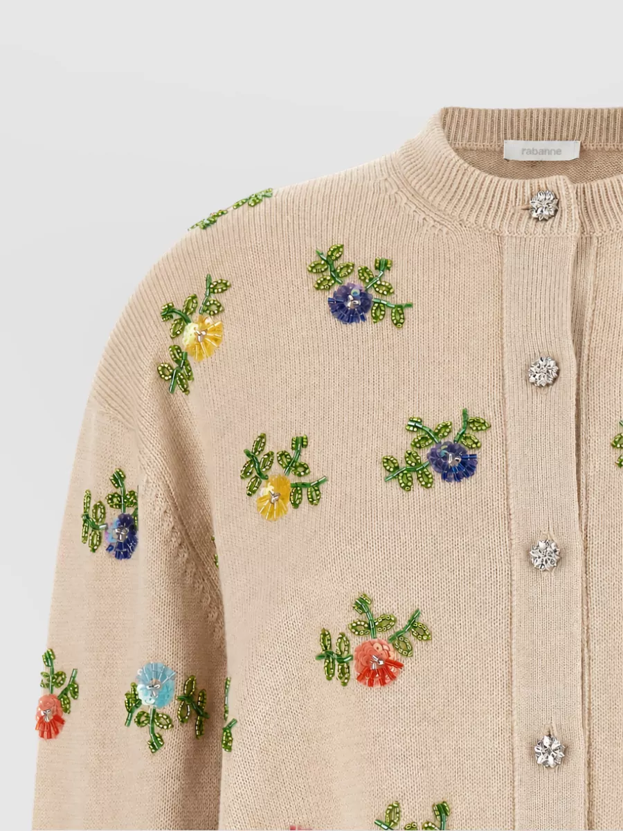 Paco Rabanne Floral-Embroidered Cardigan
