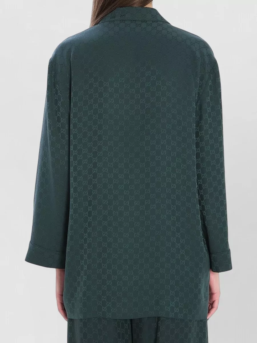 Gucci Silk Shirt With Notched Collar And Pockets