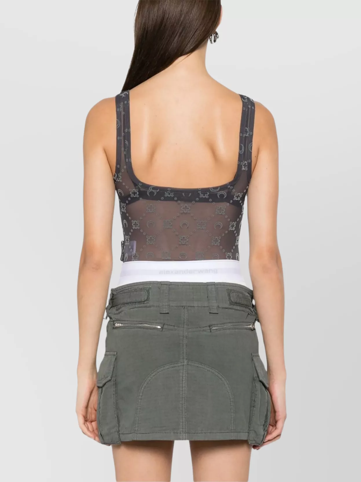 Marine Serre Monogram Sheer Sleeveless Stretch Bodysuit