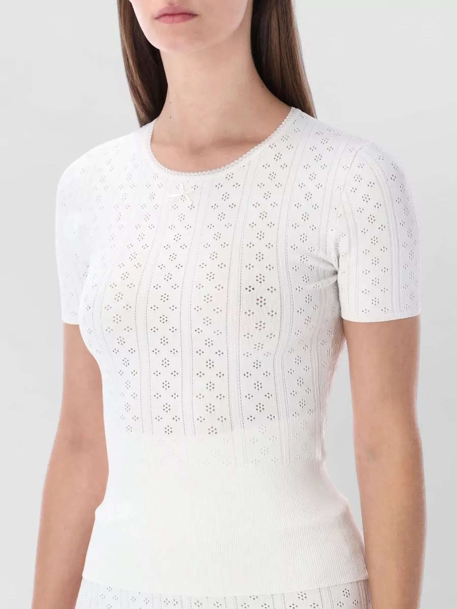 Jw Anderson Pointelle Knit Short-Sleeve T-Shirt
