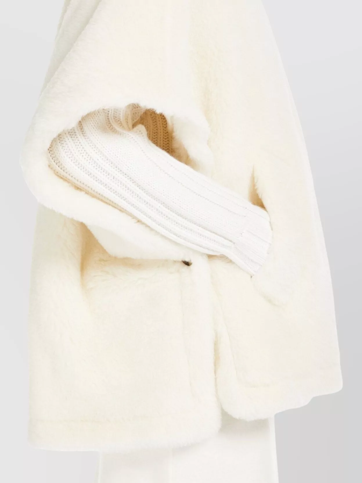 Max Mara Alpaca Wool Teddy Cape With Silk Base