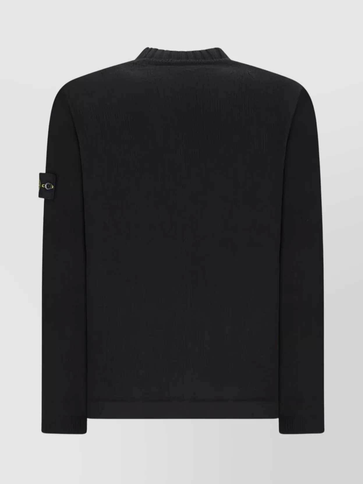 Stone Island Crew Neck Sweater With Brushed Texture. In Black
