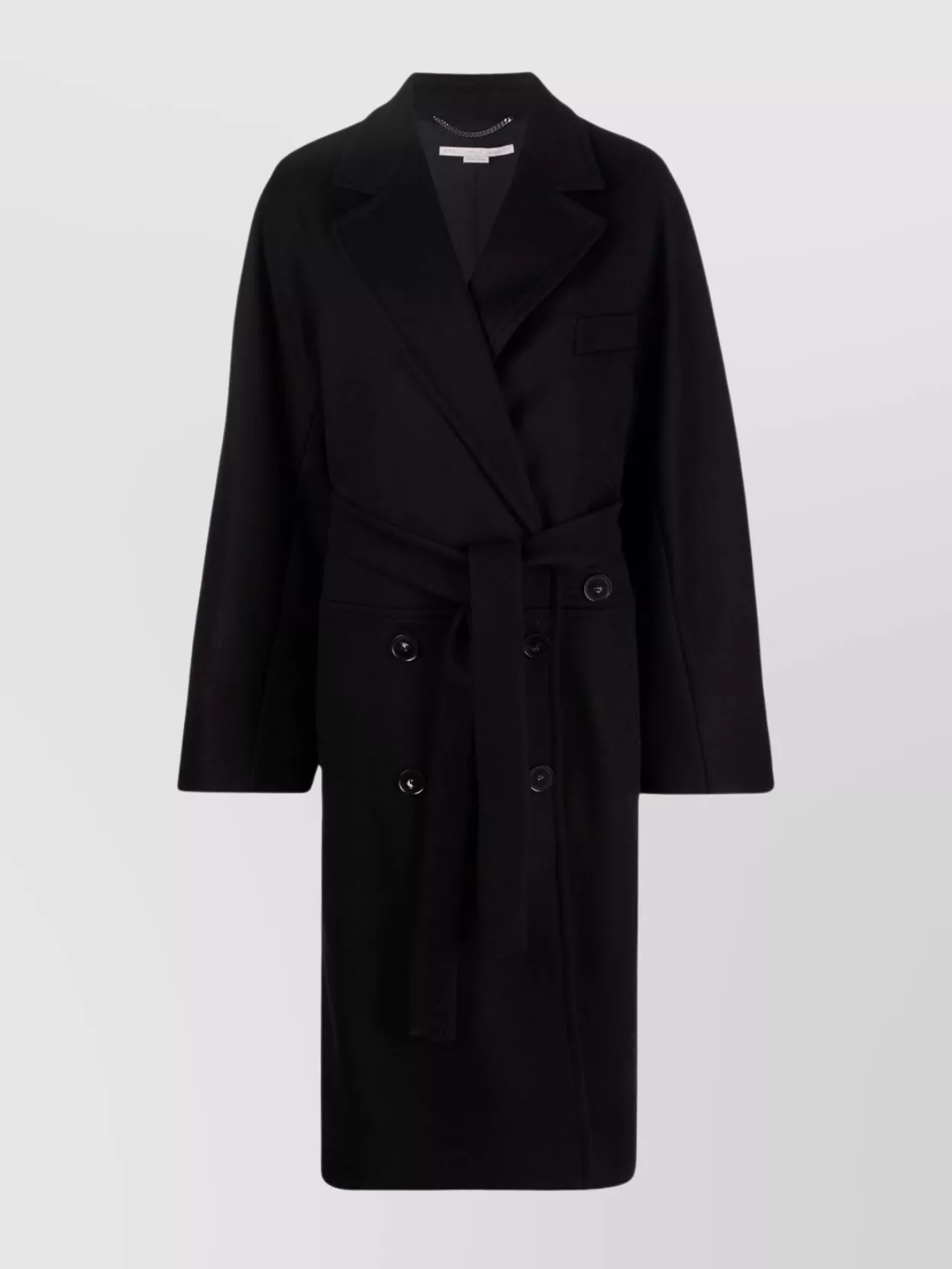 Stella Mccartney Double-breasted Belted Mid-length Coat In Black