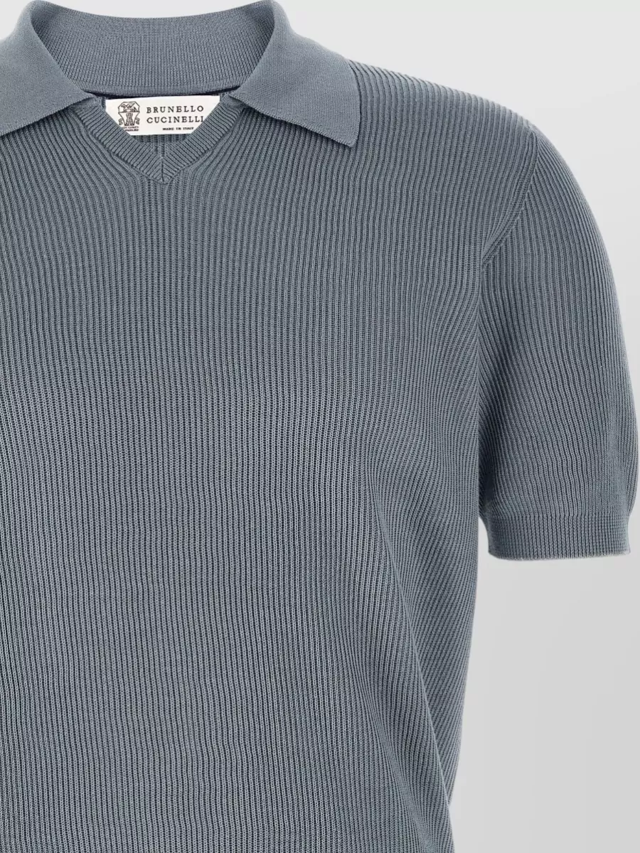 Brunello Cucinelli Cotton Ribbed Short-Sleeve Polo Shirt