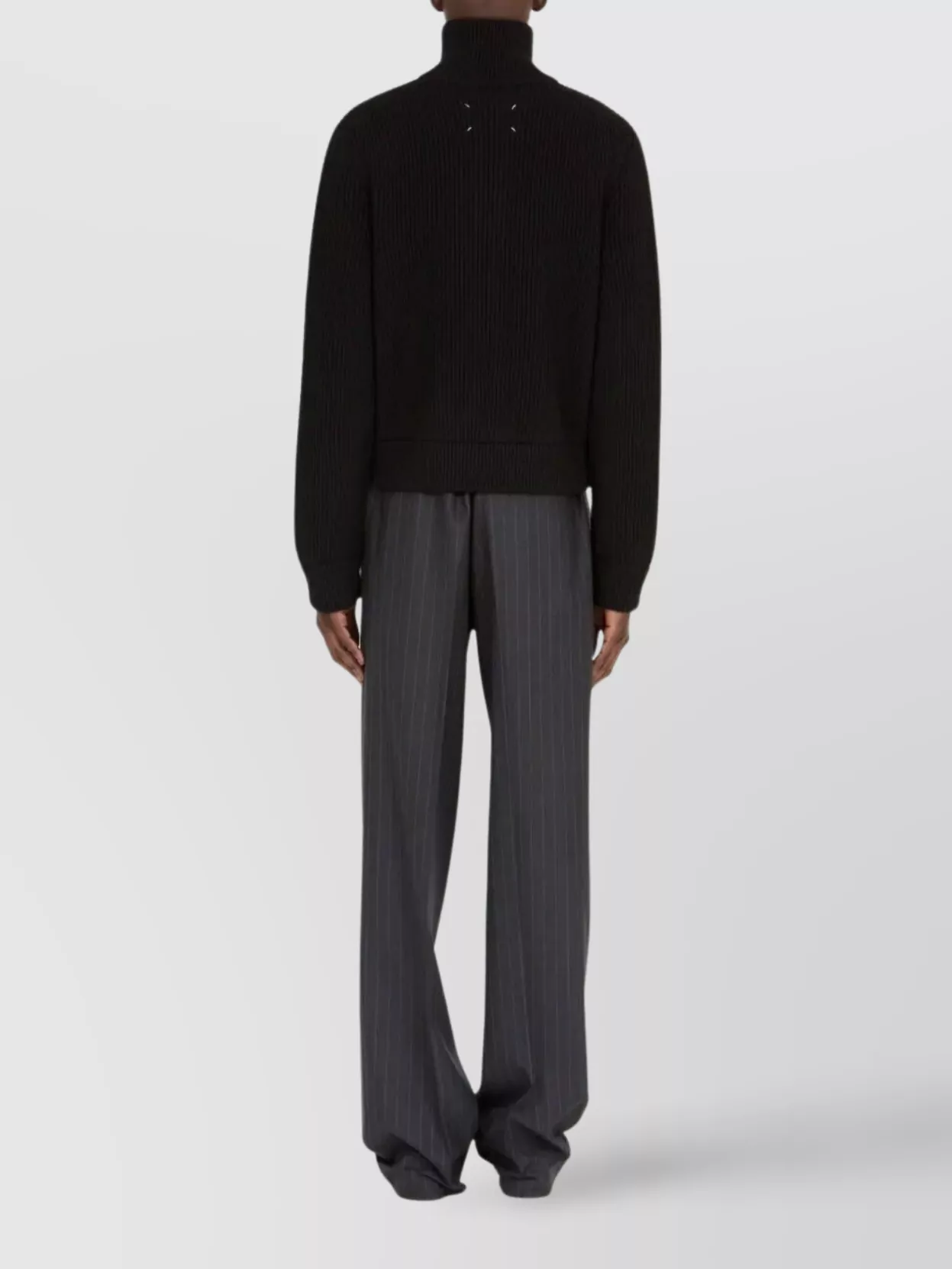Maison Margiela High Neck Long Sleeve Virgin Wool Cardigan