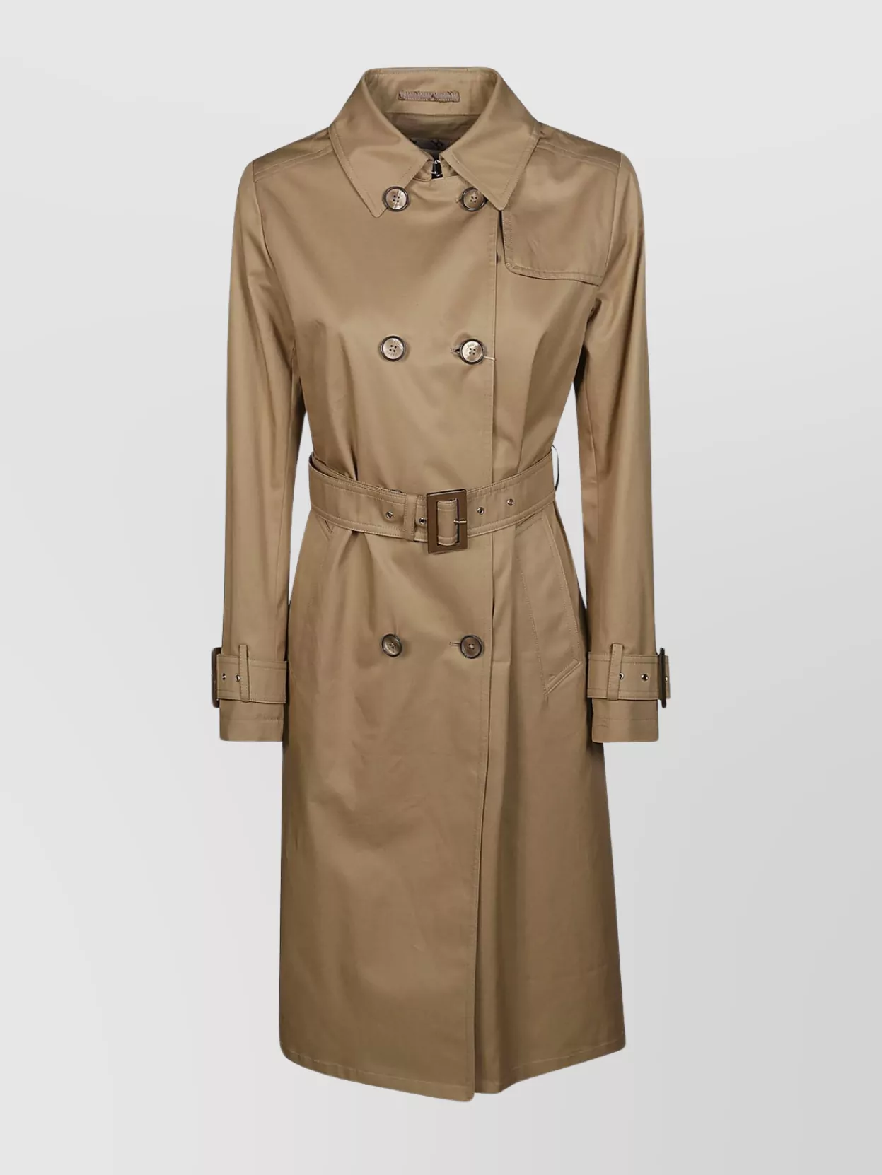 Shop Herno Double-breasted Trench With Waist Belt And Back Vent