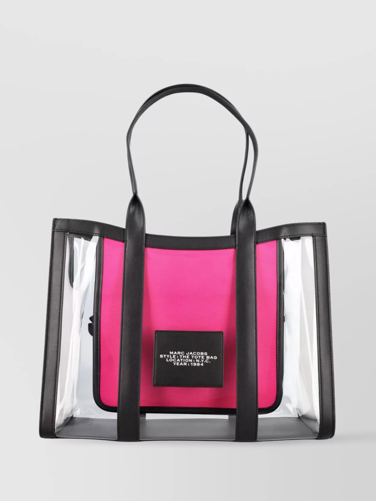 Marc Jacobs Rectangular Transparent Tote Double Handles In Pink