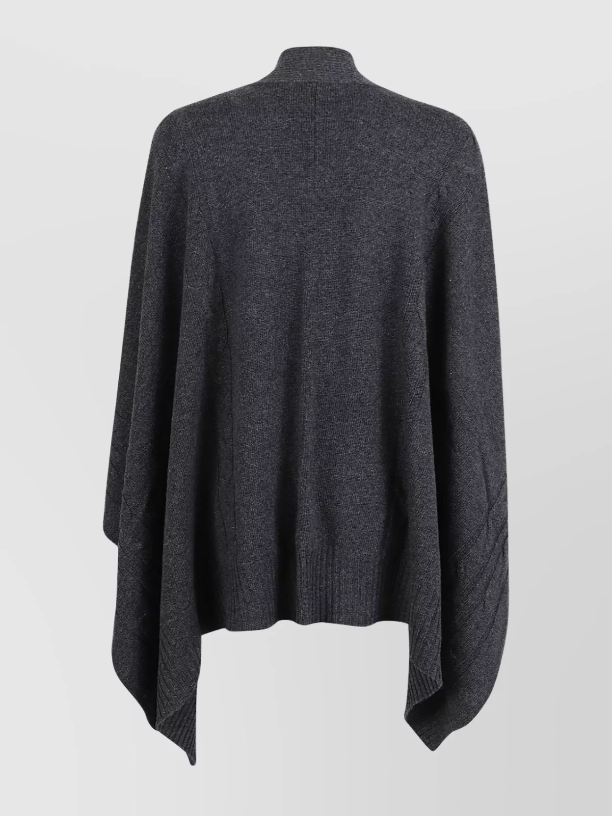 Ermanno Scervino Draped Cape With Ribbed Hem And Embroidery In Gray