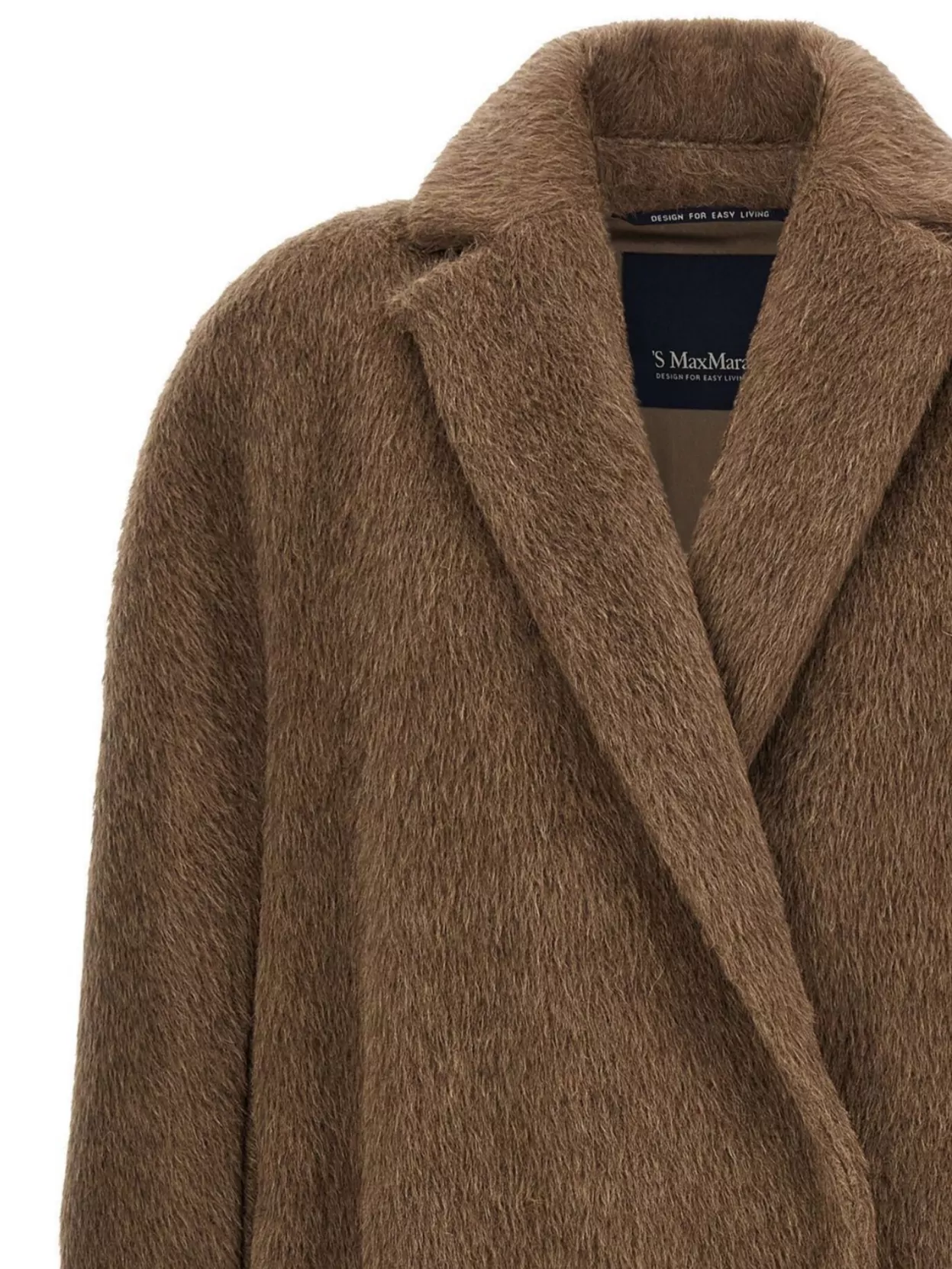 S Max Mara Longline Textured Coat Notched Lapel