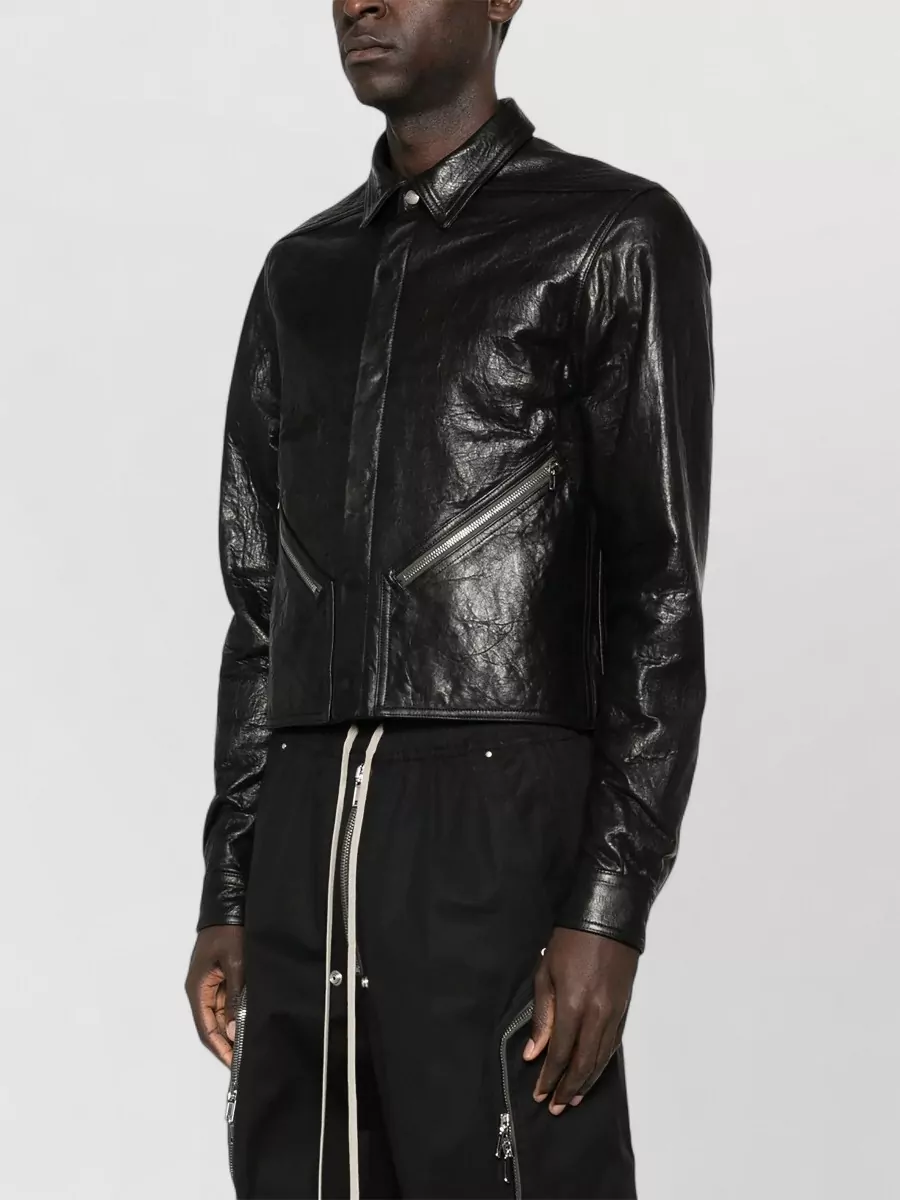 Rick Owens Alice Tour Shirt Jacket Straight Collar Zip Pockets