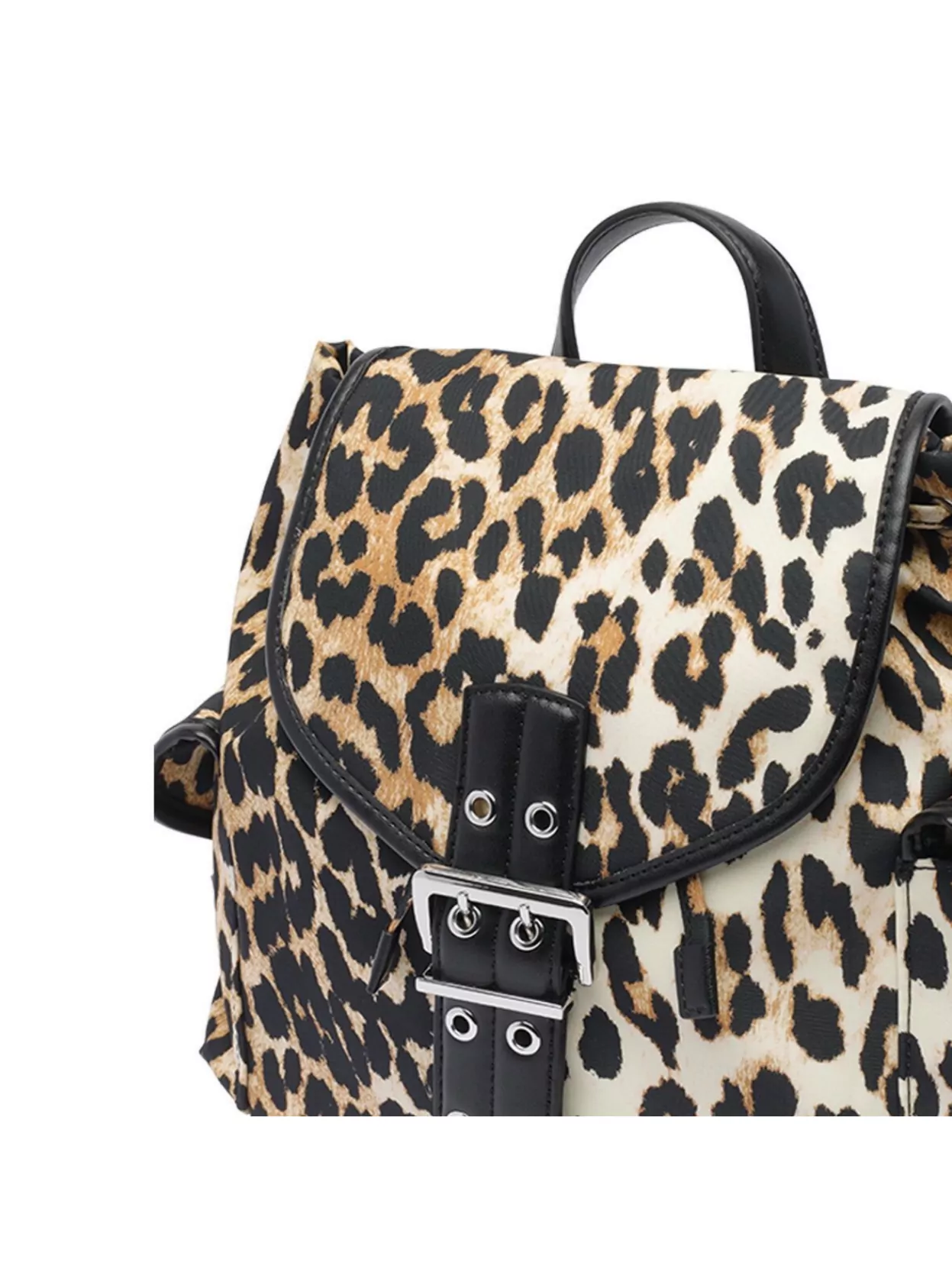 Ganni Magnetic Buckle Backpack Leopard Print