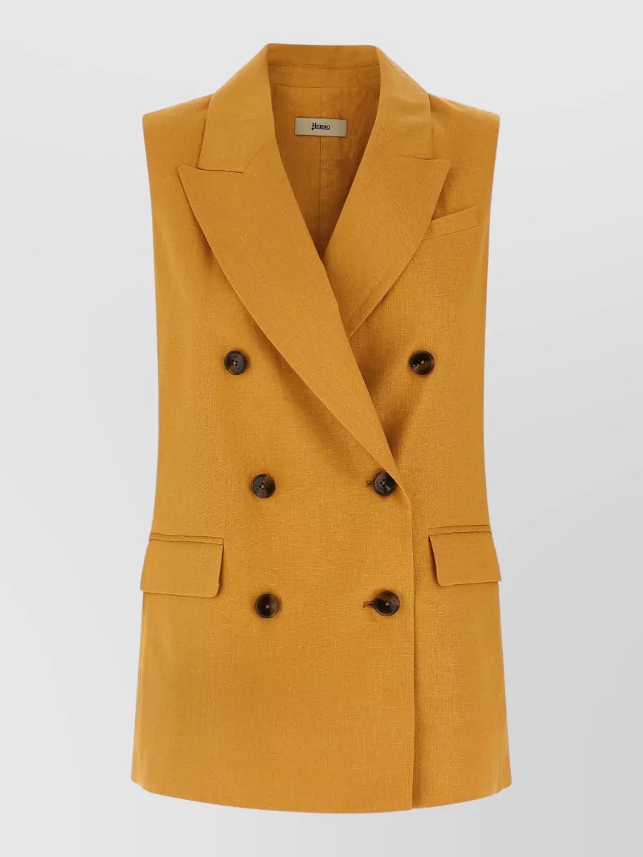 Herno linen double-breasted v-neck waistcoat