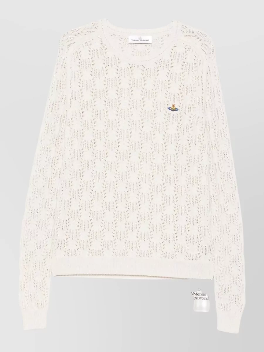 Vivienne Westwood openwork knit logo-intarsia crewneck jumper