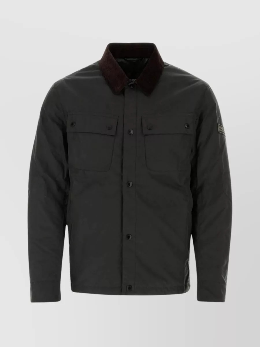 Shop Barbour Functional Cotton Jacket With Flap Pockets And Quilted Sleeves In Green