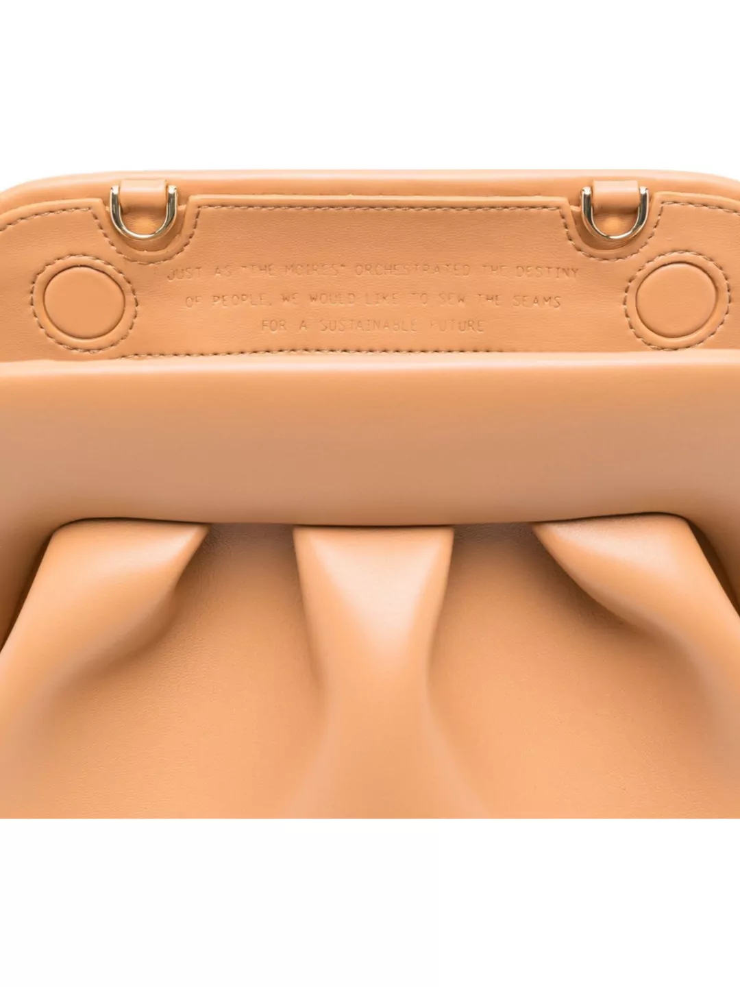 Themoirè Handle Pleated Engraved Clutch Bag In Neutral