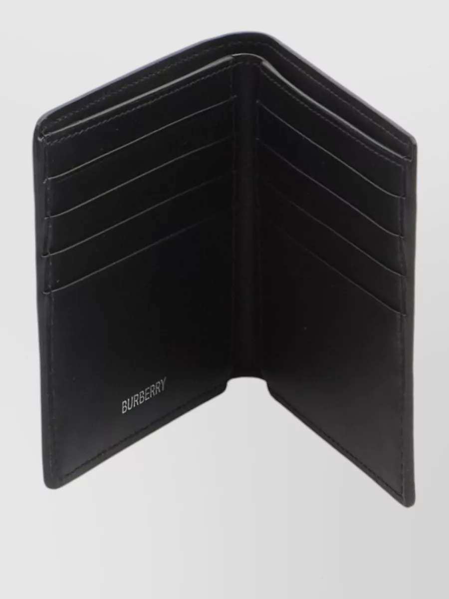 Burberry Foldable Checkbook Wallet Textured Finish