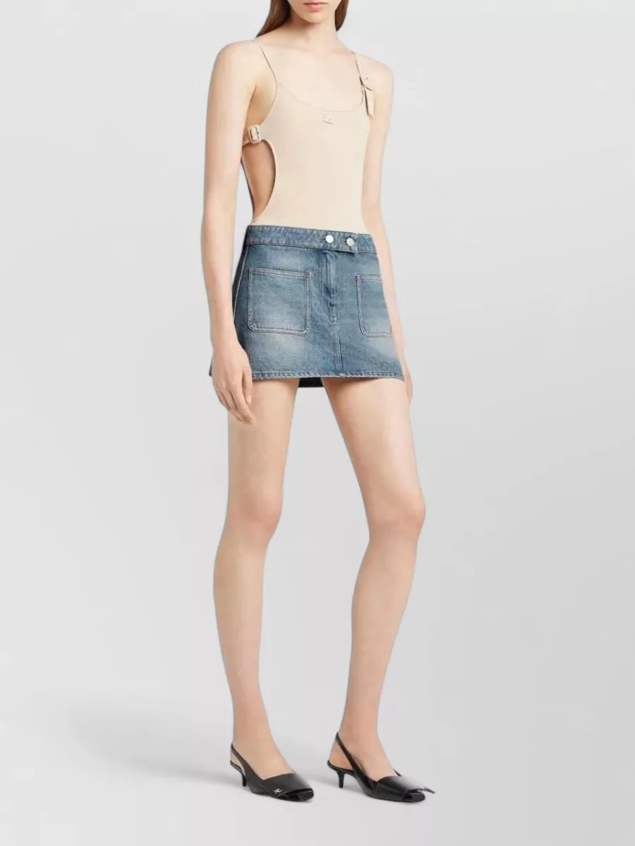 Courrèges Signature Denim Mini Skirt Front Pockets