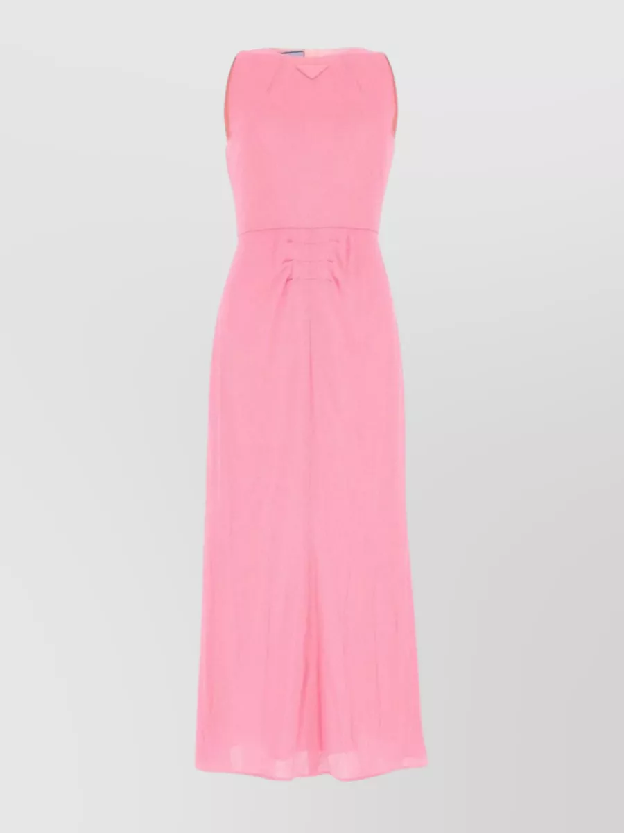 Shop Prada Front Gatherings Sable Dress In Pink