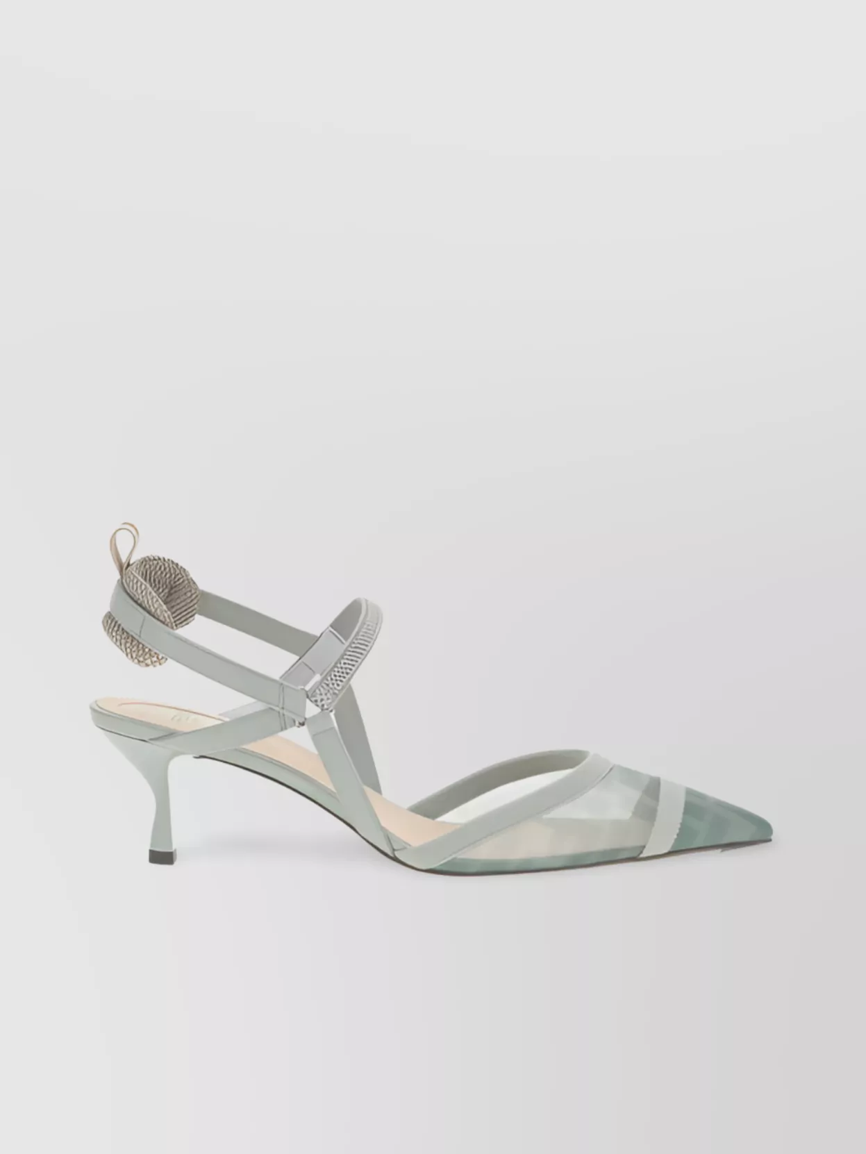 Fendi Colibri Lite Slingback In Green Matcha Ff Mesh Women