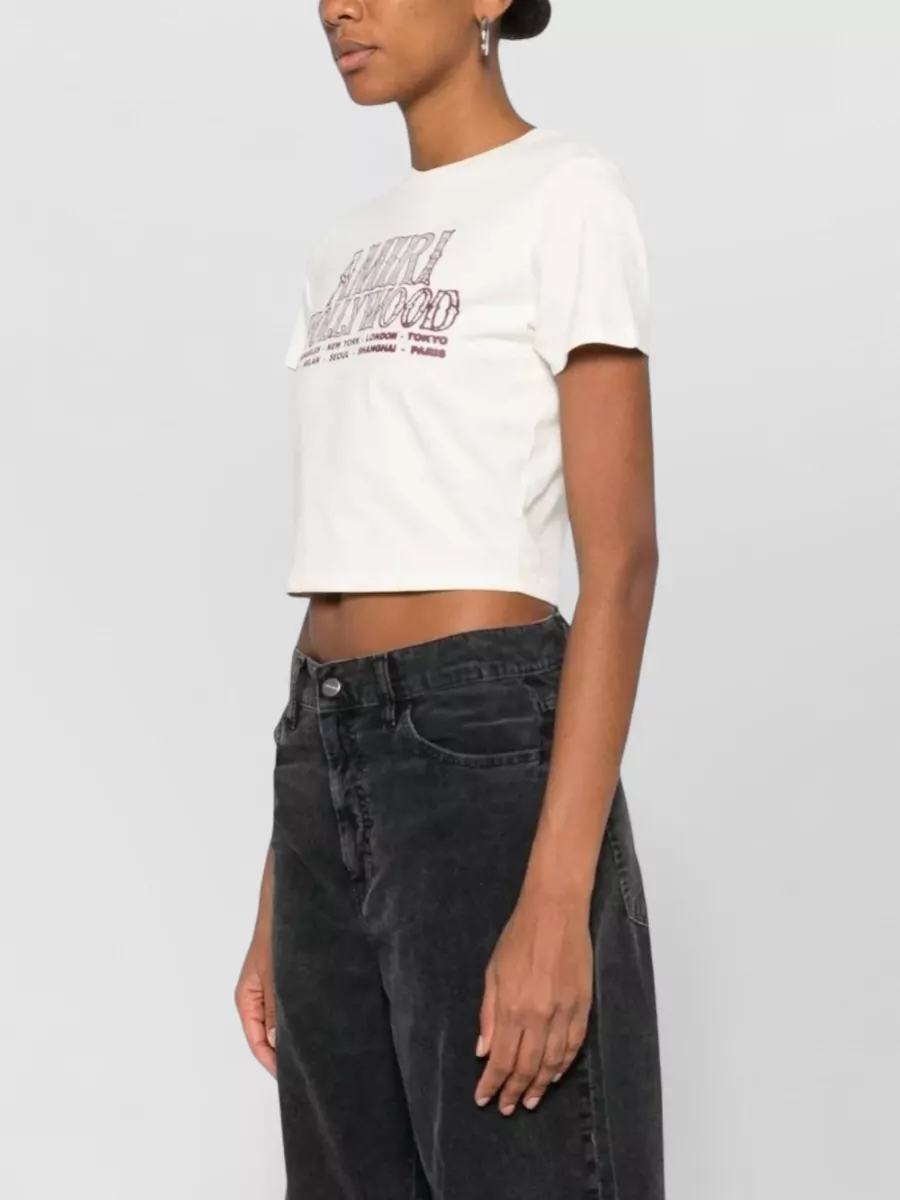 Amiri Hollywood Baby Cropped Graphic T-Shirt