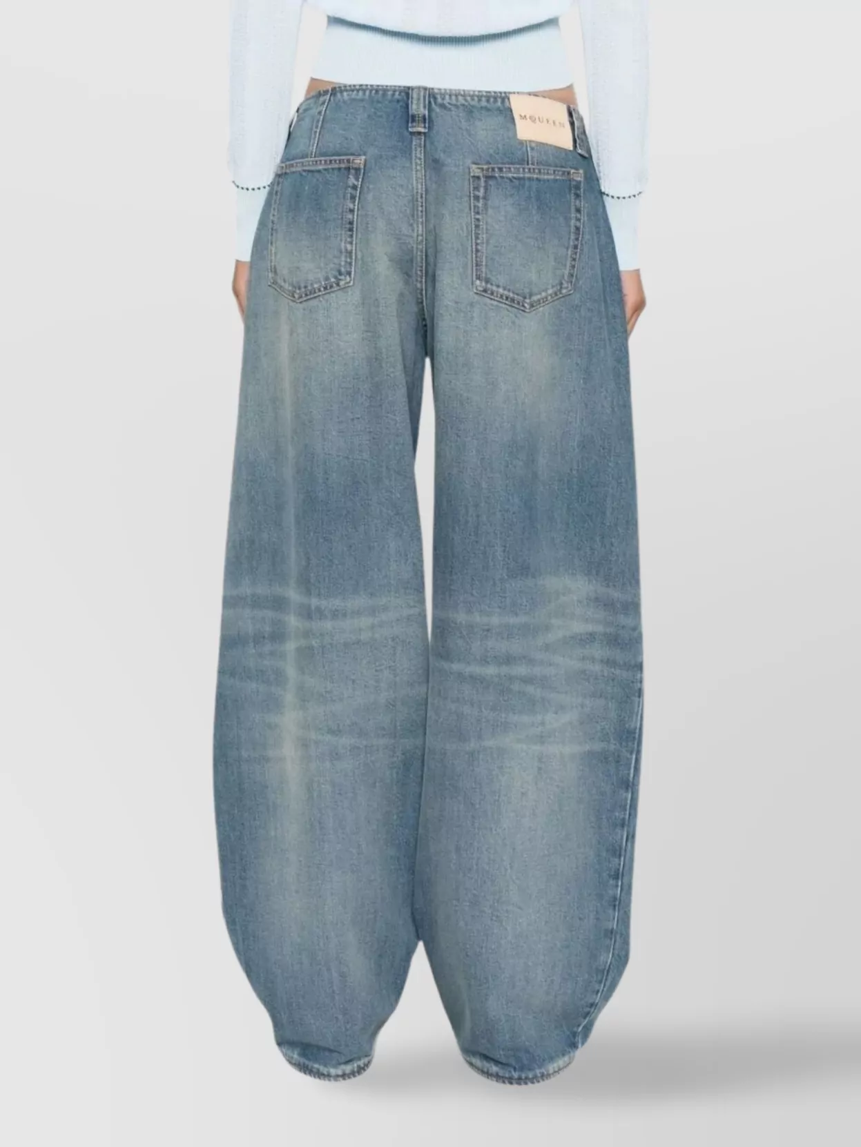Alexander Mcqueen Wide-Leg Denim Trousers Featuring Faded Effect