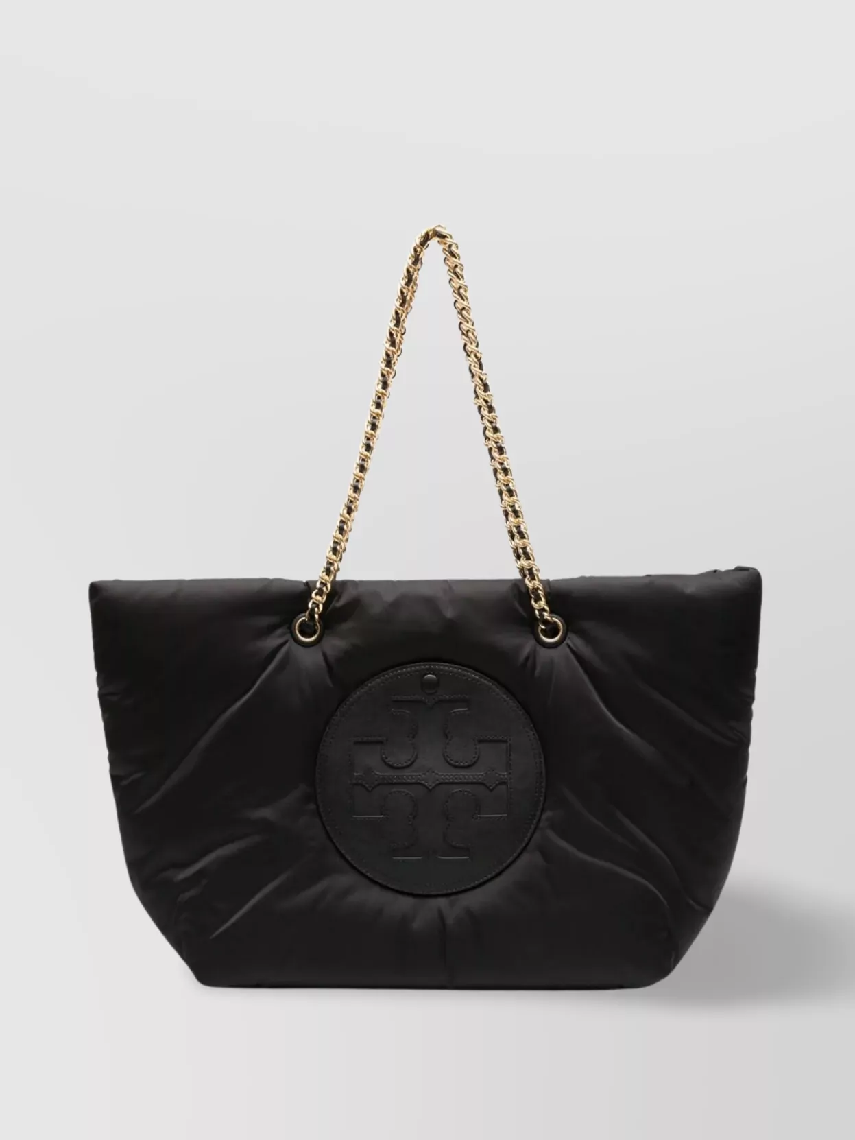Shop Tory Burch Padded Chain Tote With Hidden Pocket In Black