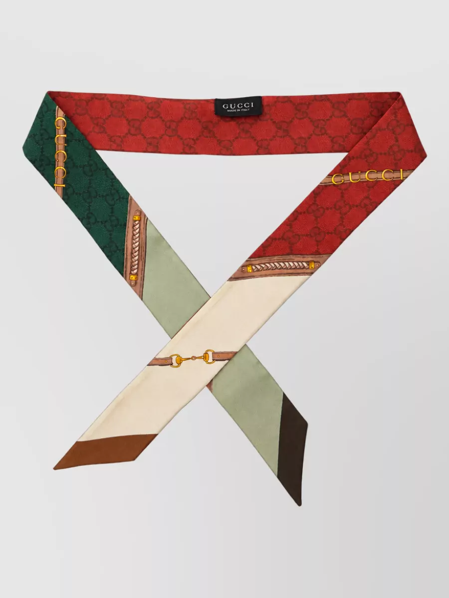 Gucci silk printed ribbon scarf