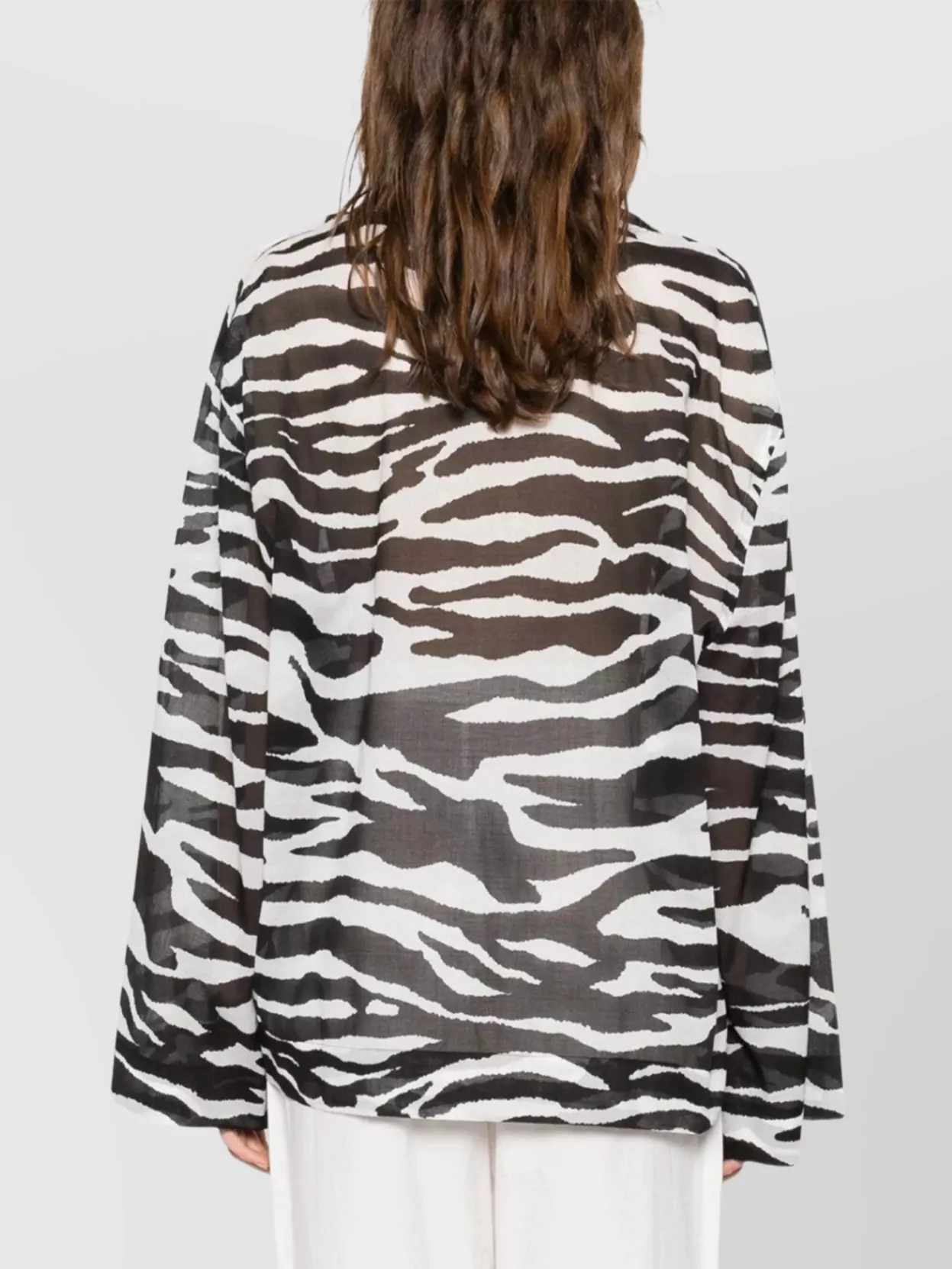 Shop Attico Zebra Print V-neck Long Sleeves Top