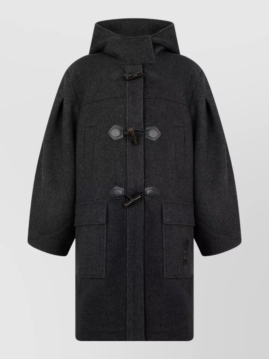 Ganni wool cashmere hooded duffle coat