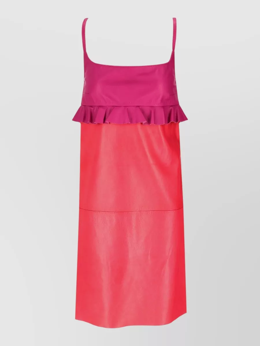 La Rose leather knee-length dress
