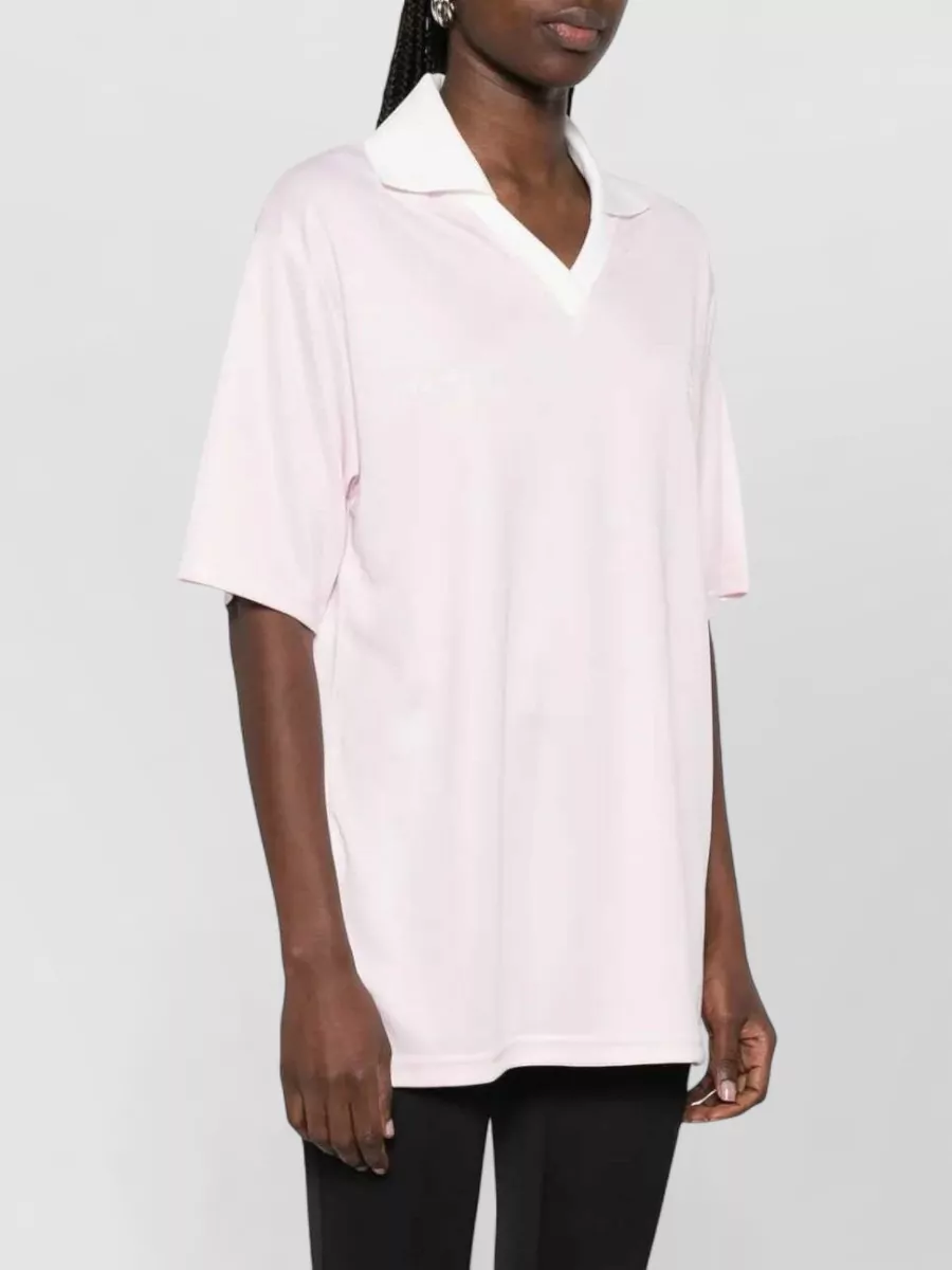 Courrèges Oversized V-Neck Short-Sleeve Polo Top