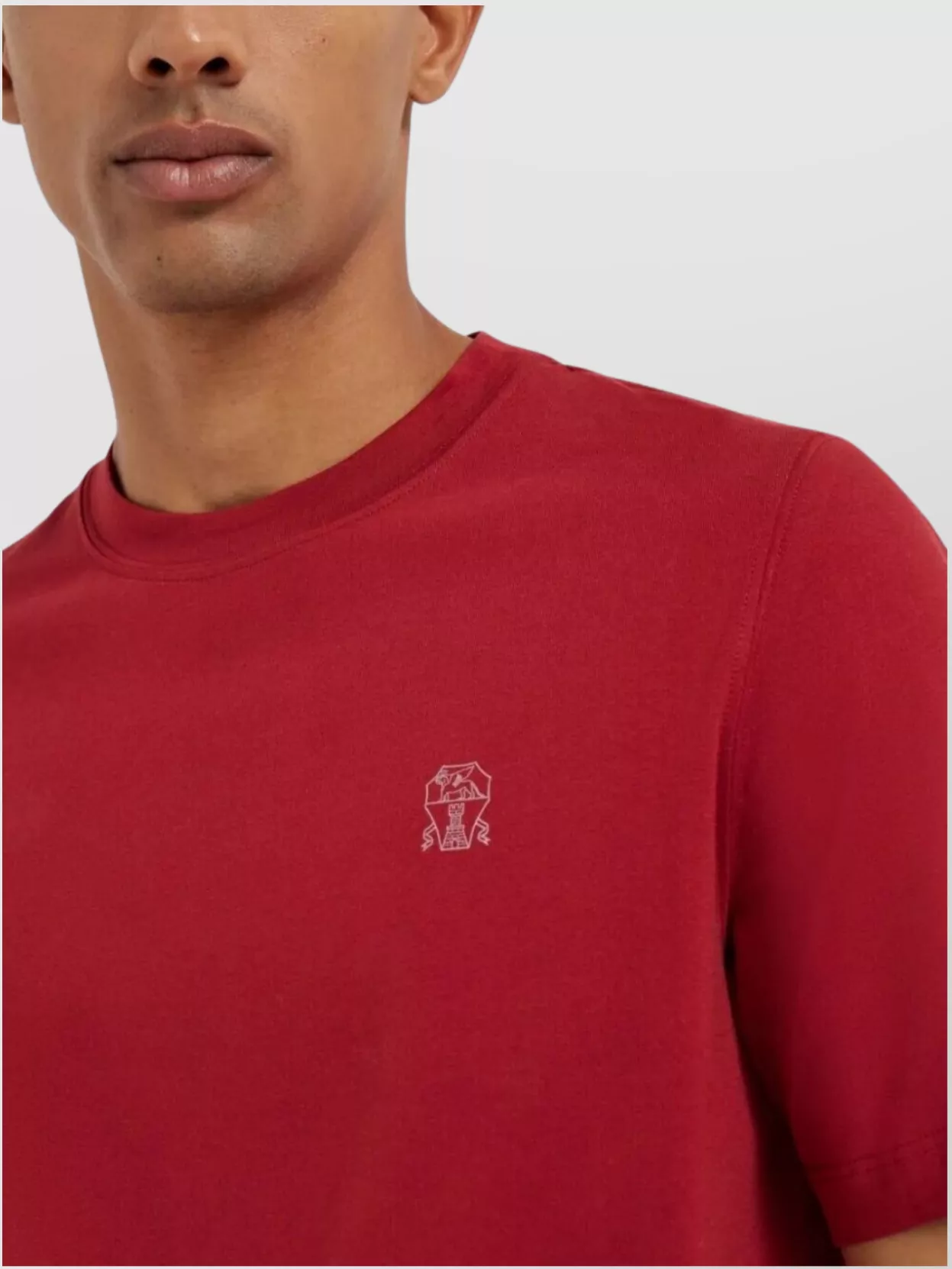 Brunello Cucinelli Cotton Jersey Crew Neck T-shirt With Logo Clothing In Red