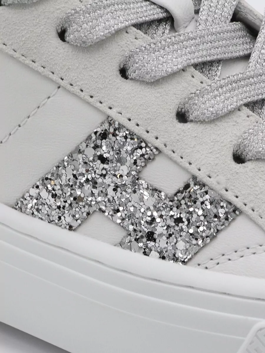 Hogan Low Top Sneakers Glitter Detail Contrast Heel