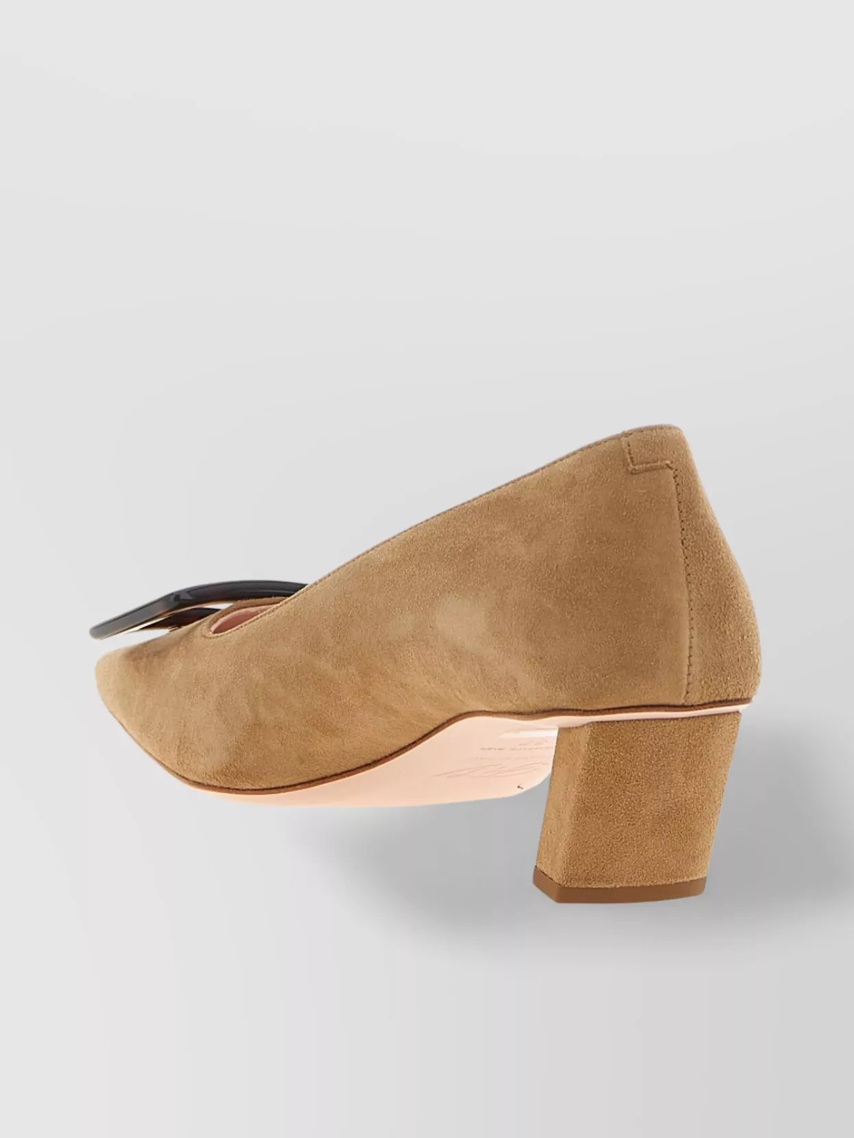 Roger Vivier Chic Block Heel Square Buckle Pumps In Brown